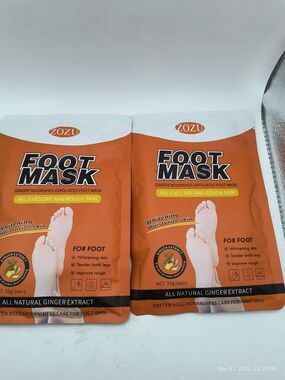 Zozu Foot Mask Ginger Nourishing Exfoliating Foot Mask Dry Skin 2 Pack